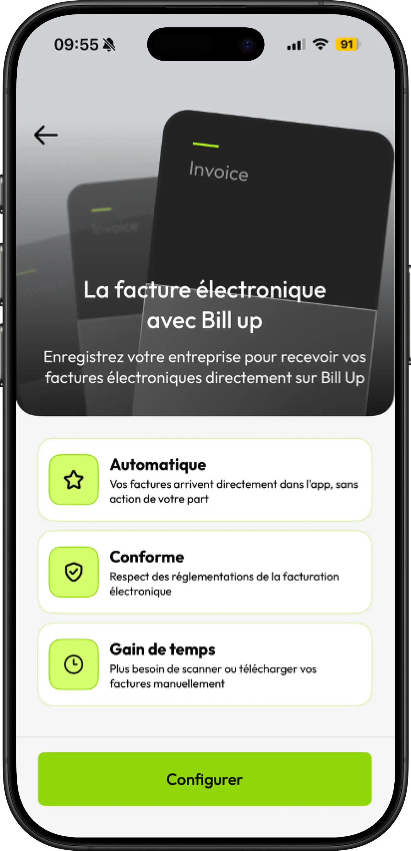 Application Bill up sur mobile